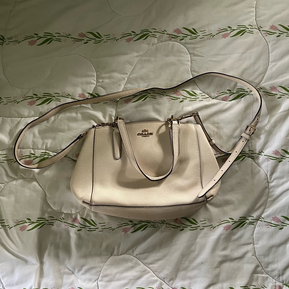 Coach Beige Leather Shoulder Bag